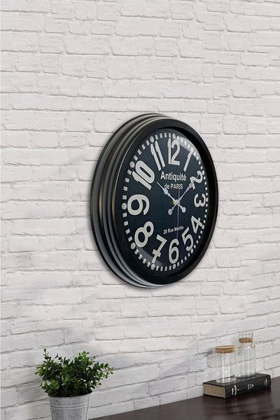 Kasva Concept Gift 40 cm Black Metal Antique Wall Clock
