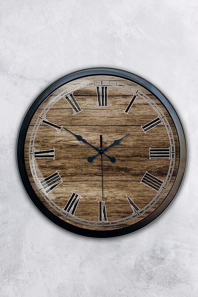 Kasva Concept 40 cm Black Metal Wood Look Wall Clock