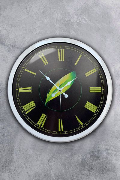 Kasva Concept Gift 40 cm White Metal Leaf Wall Clock