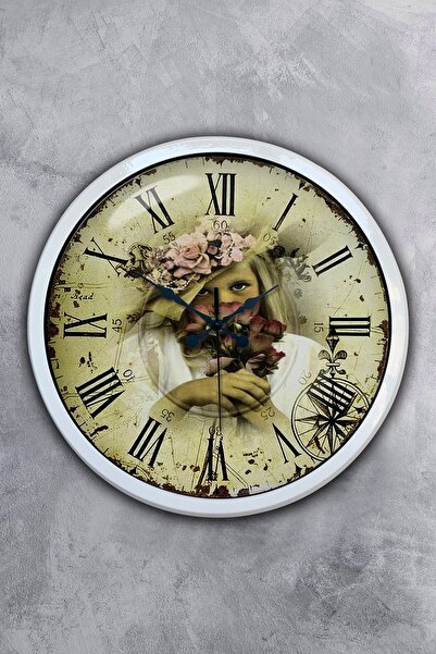 Platin Saat هدية ساعة حائط رومانية معدنية بيضاء مقاس 40 سم