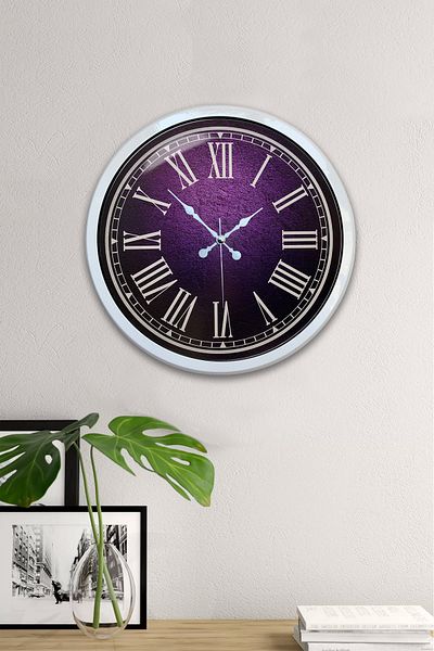 Kasva Concept Gift 40 cm White Metal Purple Wall Clock