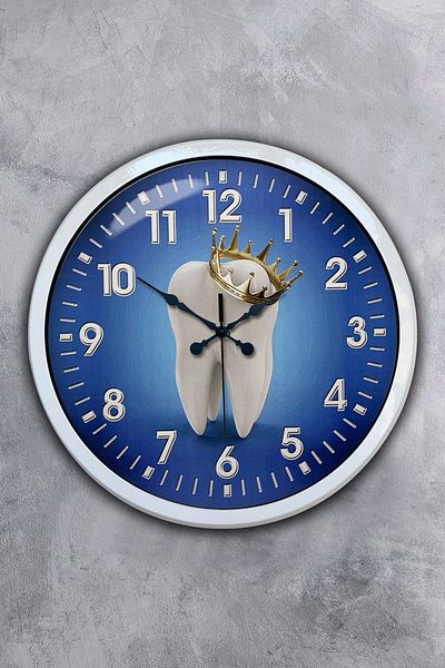 Kasva Concept Gift 40 cm White Metal Dentist Wall Clock