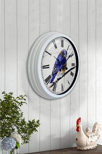 Kasva Concept Gift 40 cm White Metal Bird Wall Clock