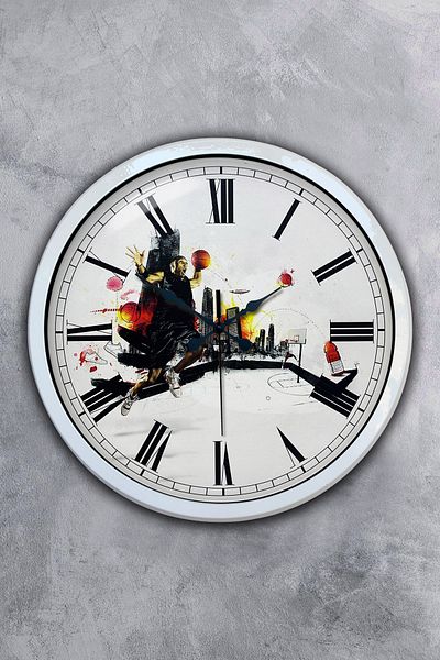Kasva Concept Gift 40 cm White Metal Basketball Wall Clock