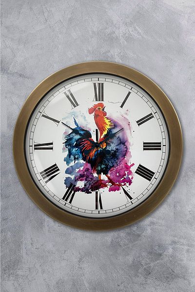 Kasva Concept Gift 36 cm Antique Metal Rooster Wall Clock
