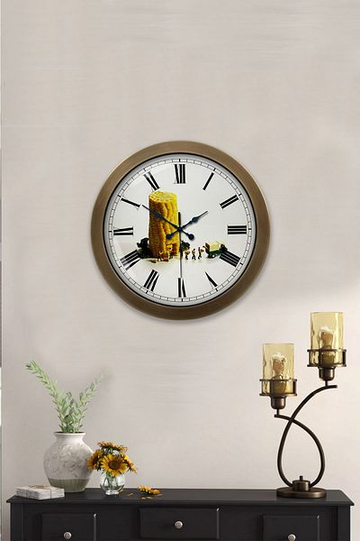 Kasva Concept Gift 36 cm Antique Metal Corn Wall Clock