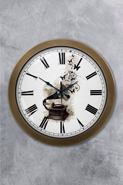 Kasva Concept Αντίκα Μεταλλικό Μουσικό Ρολόι Τοίχου 36 cm