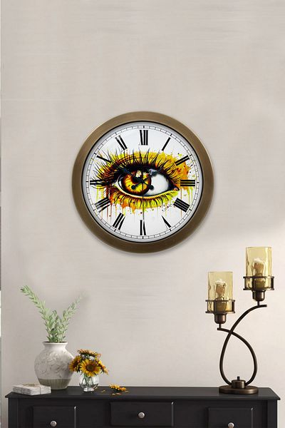 Kasva Concept Gift 36 cm Antique Metal Eye Wall Clock