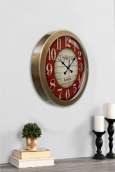 Kasva Concept Gift 36 cm Antique Metal Boston Wall Clock