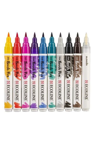 Talens Ecoline Brush Pen Brush Tip Pen Set 10 Colors Handlettering Colors
