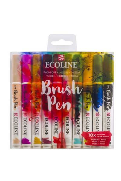 Talens Ecoline Brush Pen Brush Tip Pen Set 10 Colors Fashion Colors
