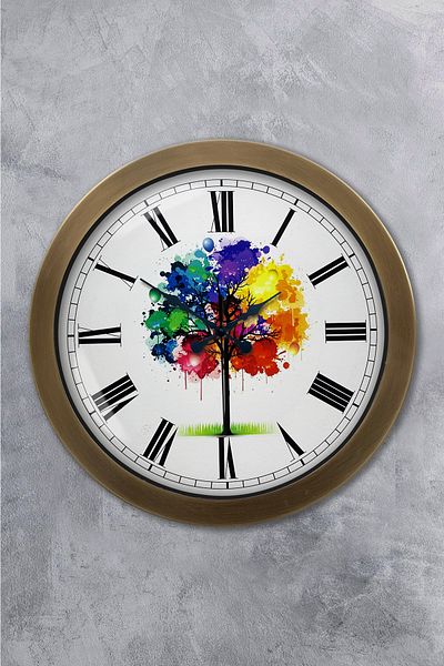Kasva Concept 36 cm Tumbled Metal Colorful Tree Wall Clock