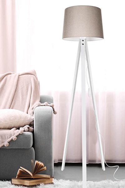 Modelight Deko Lambader Beyaz Ayak / Kum Beji Şapka