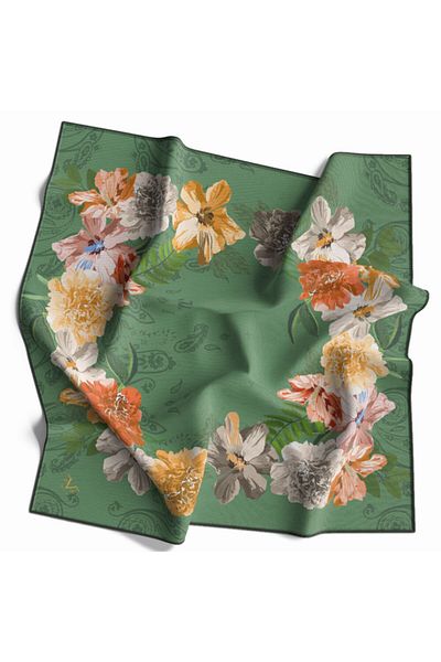 19V69 ITALIA Green Twill Scarf Black Series 90x90 cm με λουράκι κασκόλ και σετ δώρου 10171-v17