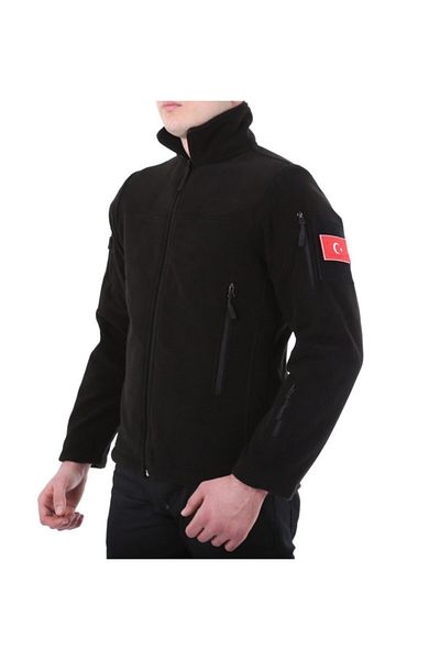 SINGLE SWORD Μαύρη ζακέτα Tactical Fleece με φερμουάρ