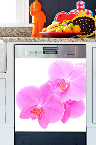 Tilki Dünyası Pembe Menekşeler Bulaşık Makinası Kapak Stickerı BLSK000056
