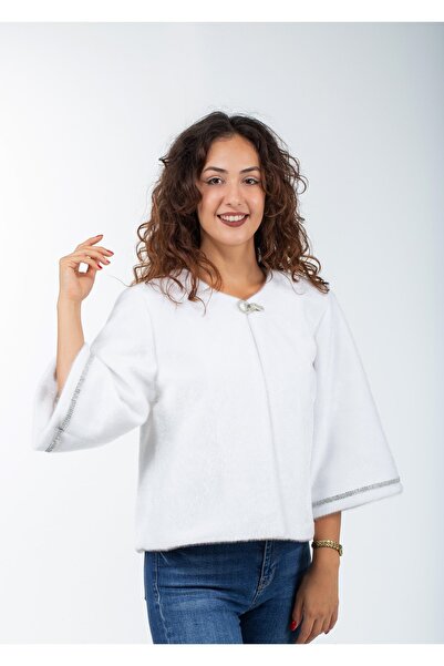 KürkZone فستان سهرة مقاس كبير مع بروش وبوليرو فرو ريش تايلاندي للعرائس