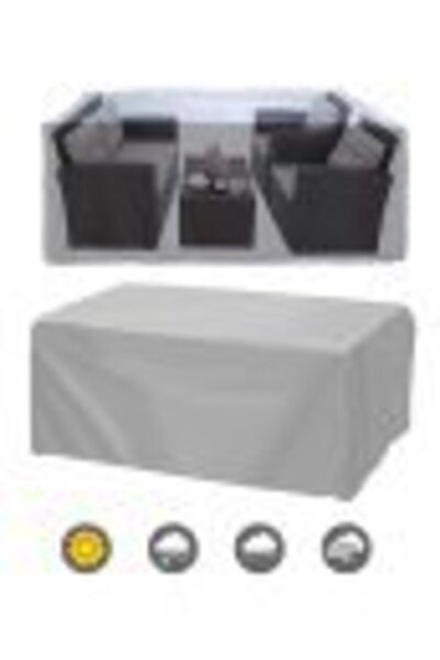 ByLizard Bahçe Mobilya Brandası 260x160x80 Cm Masa Sandalye Koruma Örtüsü Kılıf Gri Su Geçirmez