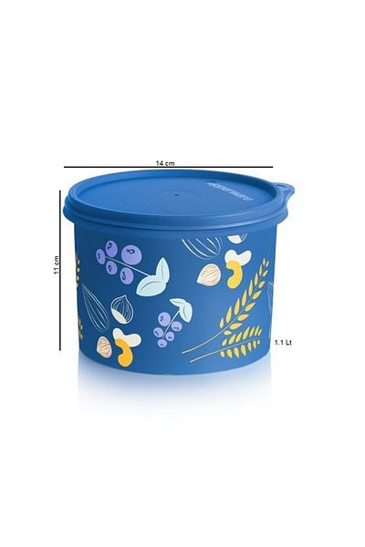 Tupperware Cylinder Storage Container 1.1 Lt Blue Round Container
