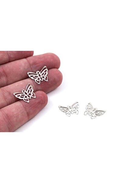 yfhobi 6 Adet- 12x15 Mm Kelebek Desenli Pul, Takı Malzemesi, Metal Pul, Nikel...