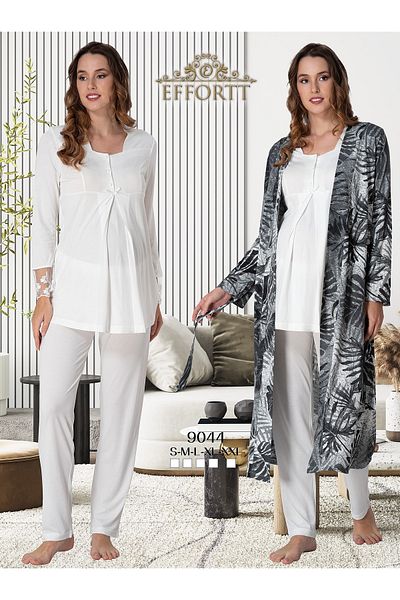 Effortt Lace Detailed Maternity Pajamas Set with Sleeves