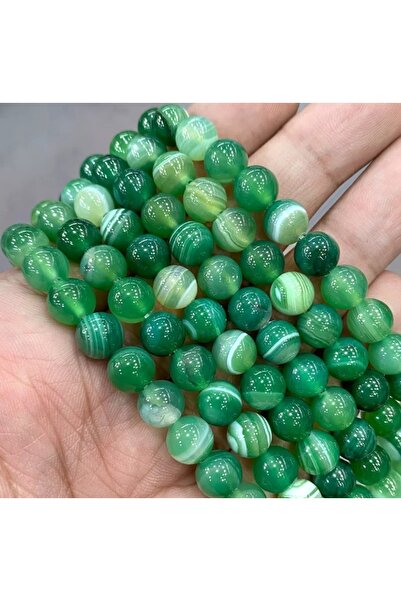 RLX BUJİTERİ Yeşil Akik Doğal Taş 8 Mm-takı Tasarım, Hobi