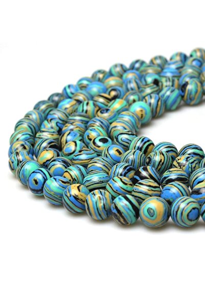 RLX BUJİTERİ Piatra naturala de malachit albastru negru 8 mm-design de bijute...