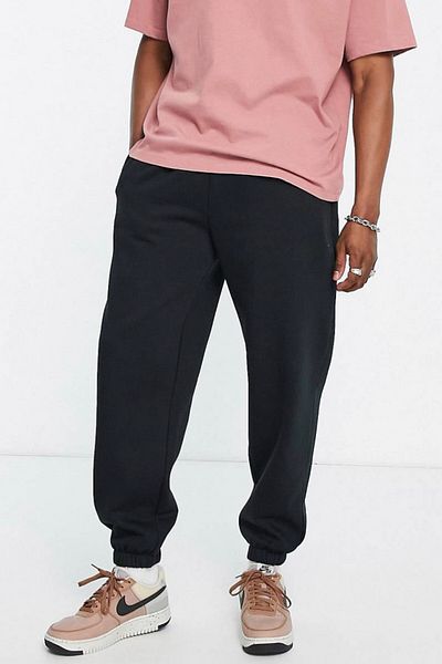 BSBSPOR Ανδρικό μαύρο oversize φούτερ Jogger - Loose φούτερ με 3 κλωστές