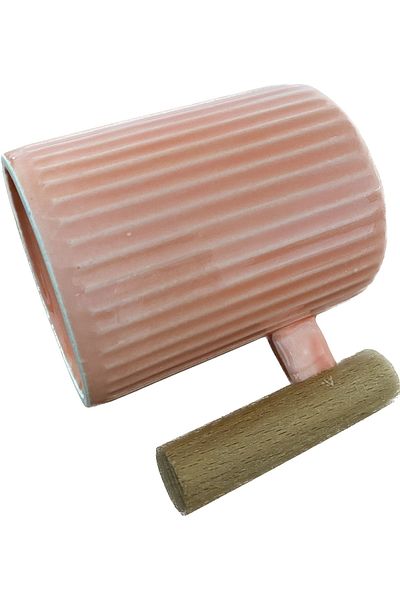 Elif Woody Dark Pink Mug with Wooden Handle605456