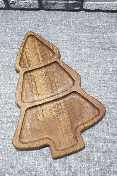kozawoodart Wooden Pine Tree Serving Plate and Snack Bowl 30cm