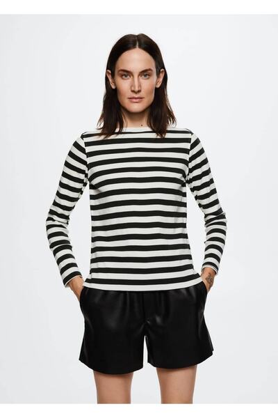 MANGO Woman T-Shirt 100% βαμβακερό ριγέ