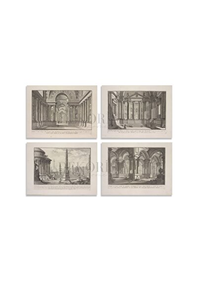 HOME DEKORİSTA Vintage 4'lü Poster, Galeri Duvarı, Sanatsal Baskı