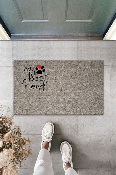 Pazarova Digital Print Quality Gray Paw My Best Friend Decorative Door Mat