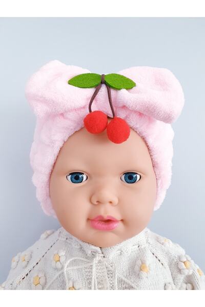 MAGRİB Girl's Plush Hair Band with Bow and Cherry Headphones
