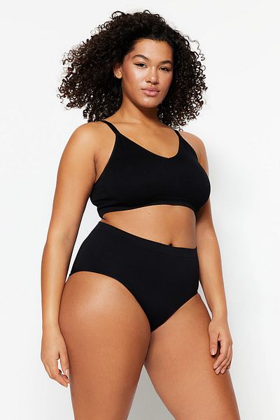 Trendyol Curve Schwarzes, nahtloses Höschen mit hoher Taille TBBSS23CM00002