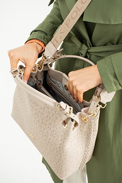 Just Polo Women's Hand and Shoulder Bag Jpm2180 Stone