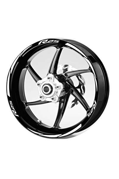 hediyelikevi Beyaz R-25 Yazılı 3 Parçalı Reflektif Beyaz Jant Şeridi