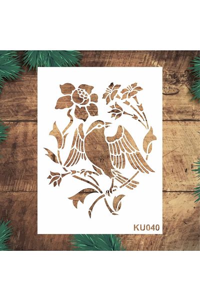 STENCİLTASARIM Stencil Design Ku040 Bird Patterns Wall Wood Glass Fabric Painting Pattern