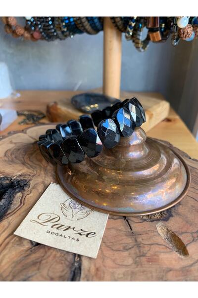 parze doğaltaş Özel Kesim Siyah Turmalin Bileklik
