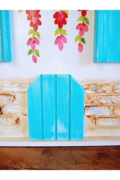 ASLI Alaçatı Evleri Temalı El Boyaması Ahşap Poşetlik