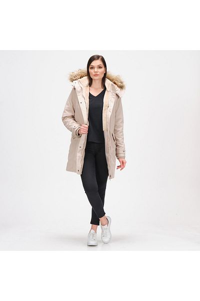 PIQUE Women's Coat Women's Removable Hooded Fur Lined Long Coat Febıha-234063 Febıha
