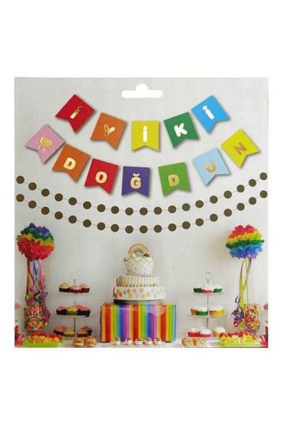 Party City Πολύχρωμο χρυσό πανό με γράμματα Happy Birthday