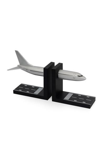 zekupp Boeing 737-800 Gümüş Gri 1/100 Ölçekli Maket Uçak Modelli Kitap Tutucu