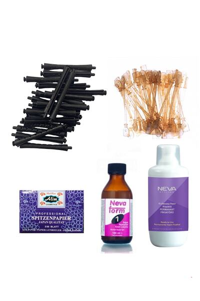 Kocaman Kozmetik Perma Bigudi Full Set No: 1 (40 Bigudi 40 Lastik Perma Kağıdı Perma Ilacı + Sabitleyici Fiksatör)