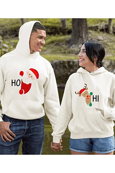 Merkür Store New Year's Special Lover's Combination White Hooded Sweatshirt