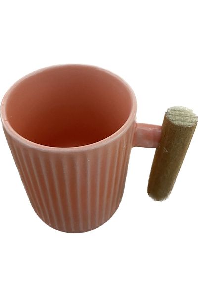 Elif Woody Dark Pink Mug with Wooden Handle605456