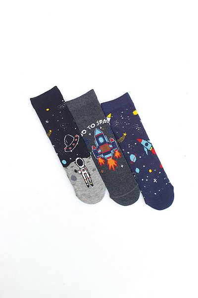 MEM SOCKS Детски чорапи с космически шарки от 3 части