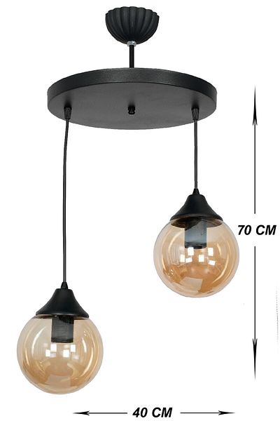 VENON 2-Piece Black Lighting Moonlight - Pendant Lamp Glop Honey Glass Chandelier