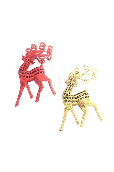 şahane parti Christmas Pine Tree Deer Ornament Yellow Red 2 Pcs 13cm