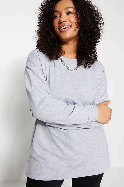 Trendyol Curve Plus Size Sweatshirt - Gray - Regular fit
